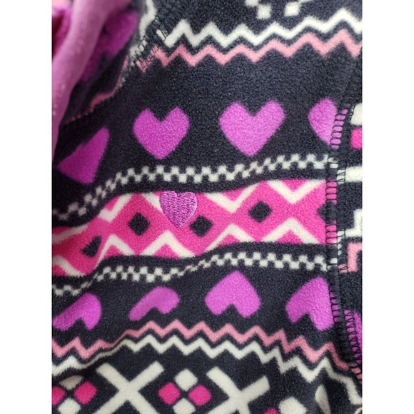 Osh Kosh B'Gosh Purple Black Heart Pullover Fleece  Jacket Size 4T - Picture 4 of 7